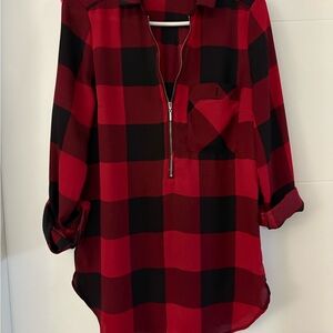 Dynamite Red and Black Plaid Button Down Shirt